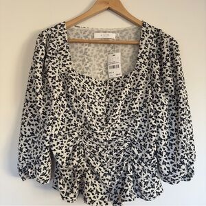 NWT ASTR the Label Black and white button up square neck blouse Size: M